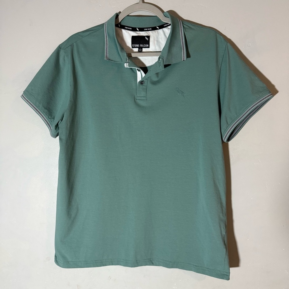 Stone Falcon Sage Green Short Sleeve Polo Shirt